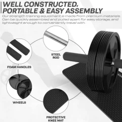 RDX 1B 4-in1 Ab Roller with Push-Up Bar, Skipping Rope & Knee Pad Set
