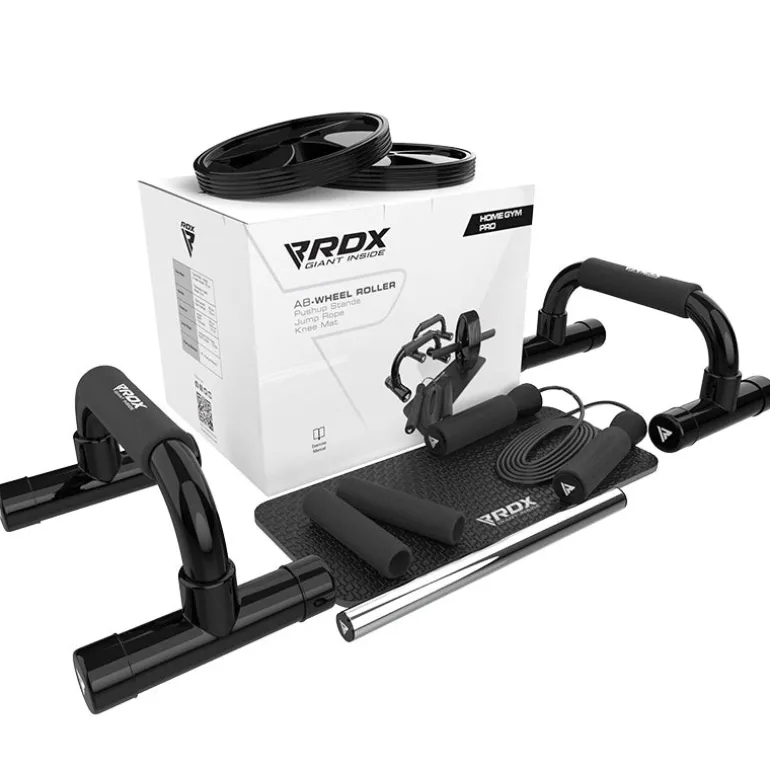 RDX 1B 4-in1 Ab Roller with Push-Up Bar, Skipping Rope & Knee Pad Set