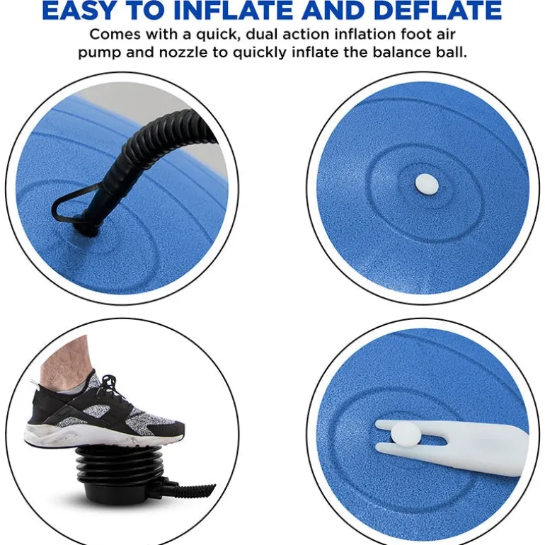 RDX B2 Inflatable Yoga Ball with Anti-Slip Base, Resistance Tubes & Air Pump