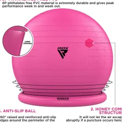 RDX B2 Inflatable Yoga Ball with Anti-Slip Base, Resistance Tubes & Air Pump