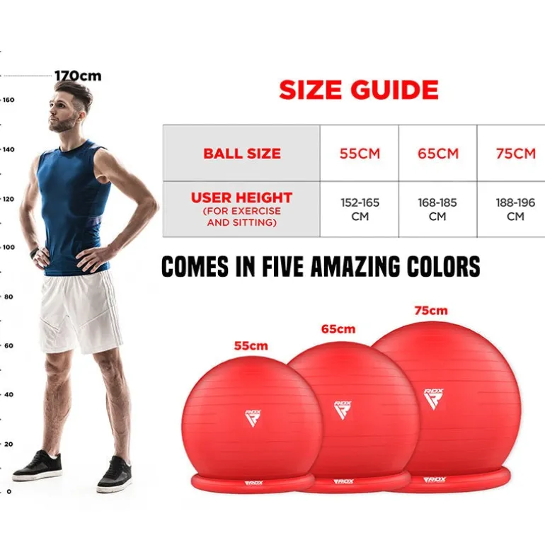 RDX B2 Inflatable Yoga Ball with Anti-Slip Base, Resistance Tubes & Air Pump