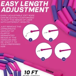RDX BP Pink Purple Colour Braided Nylon Tangle-Free 10ft Kids Skipping Rope