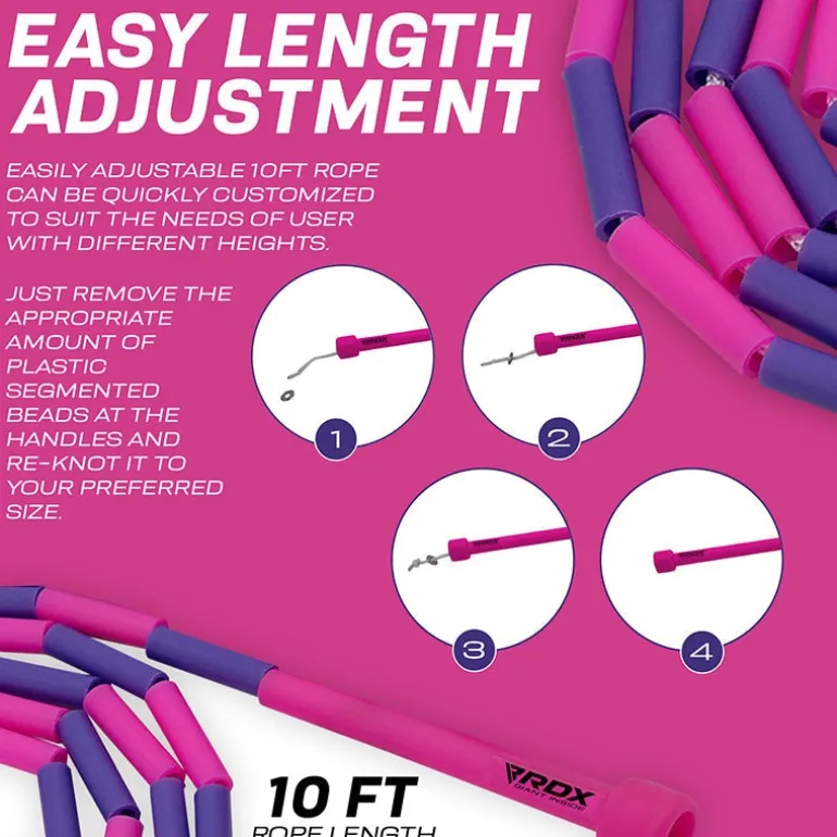 RDX BP Pink Purple Colour Braided Nylon Tangle-Free 10ft Kids Skipping Rope
