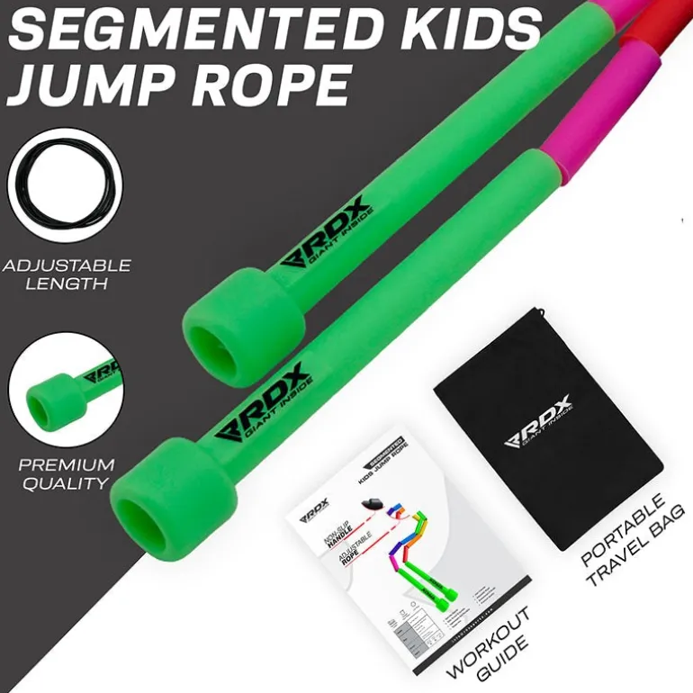RDX BR Rainbow Color Braided Nylon Tangle-Free 10ft Kids Skipping Rope