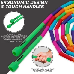 RDX BR Rainbow Color Braided Nylon Tangle-Free 10ft Kids Skipping Rope