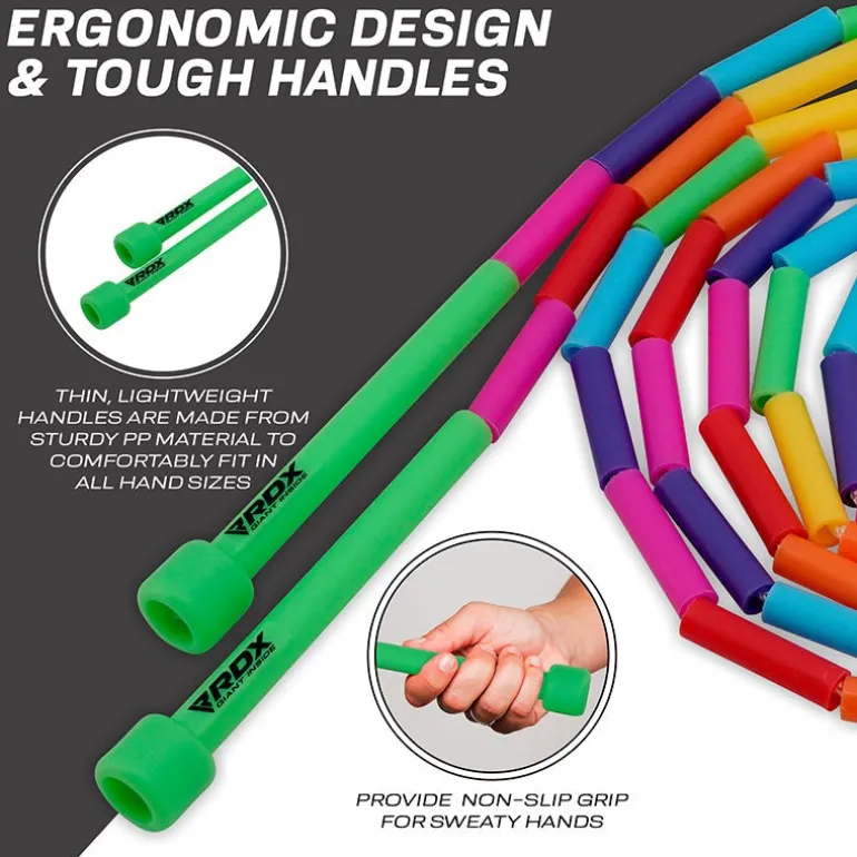 RDX BR Rainbow Color Braided Nylon Tangle-Free 10ft Kids Skipping Rope