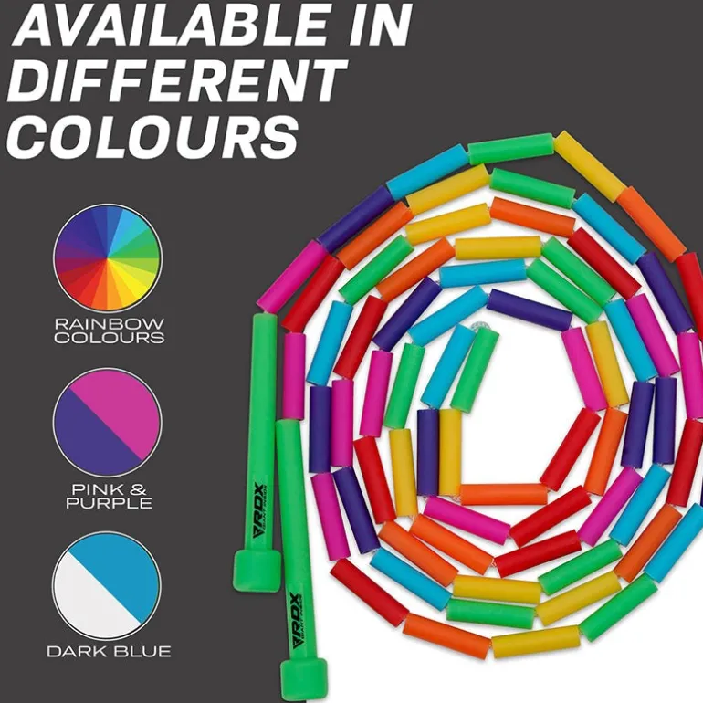 RDX BR Rainbow Color Braided Nylon Tangle-Free 10ft Kids Skipping Rope