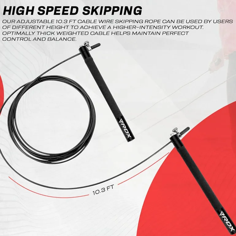 RDX C3 Adjustable 10.3ft Skipping Rope with Non-Slip Handles