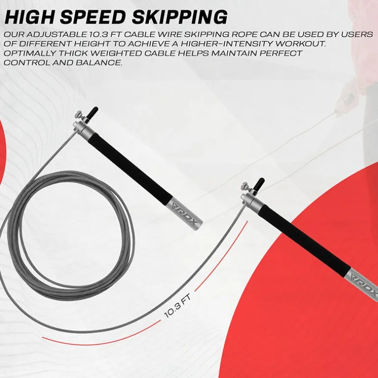 RDX C3 Adjustable 10.3ft Skipping Rope with Non-Slip Handles