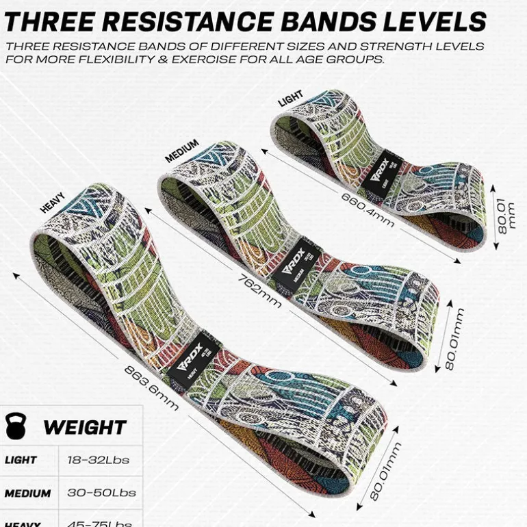 RDX CF Heavy-Duty Fabric Resistance Training Bands for Fitness
