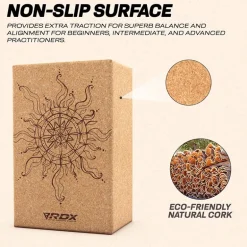 RDX D2 Cork Yoga Block Non-Slip Brick