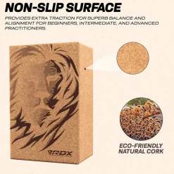 RDX D1 Cork Yoga Block Non-Slip Brick