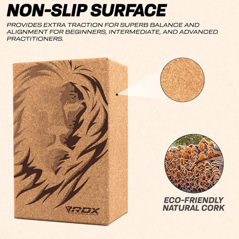 RDX D1 Cork Yoga Block Non-Slip Brick