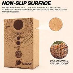 RDX D4 Cork Yoga Block Non-Slip Brick