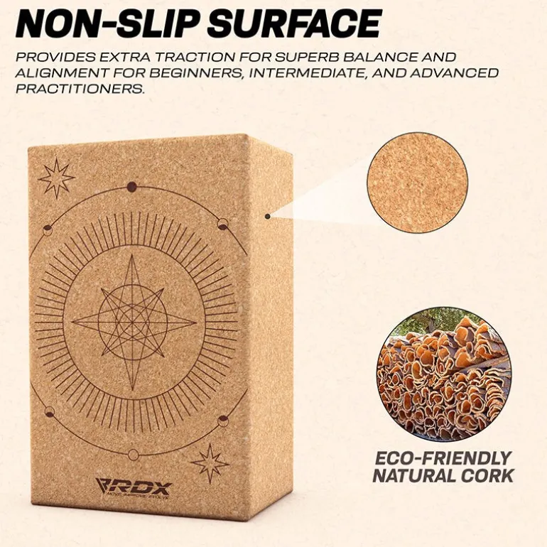 RDX D5 Cork Yoga Block Non-Slip Brick