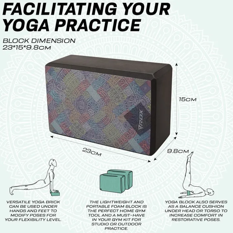 RDX D3 High Density EVA Foam Yoga Blocks Non-Slip Brick