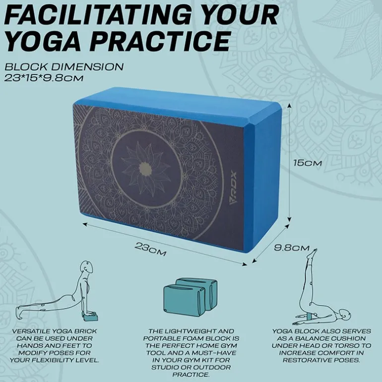 RDX D19 High Density EVA Foam Yoga Blocks Non-Slip Brick