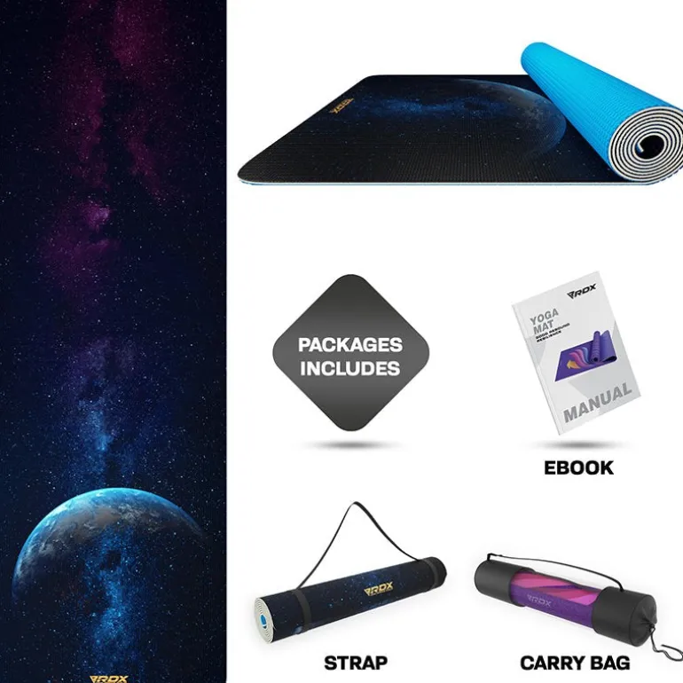 RDX D7 Iris 6mm PVC Yoga Mat Blue Dot