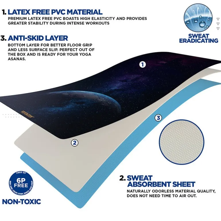 RDX D7 Iris 6mm PVC Yoga Mat Blue Dot