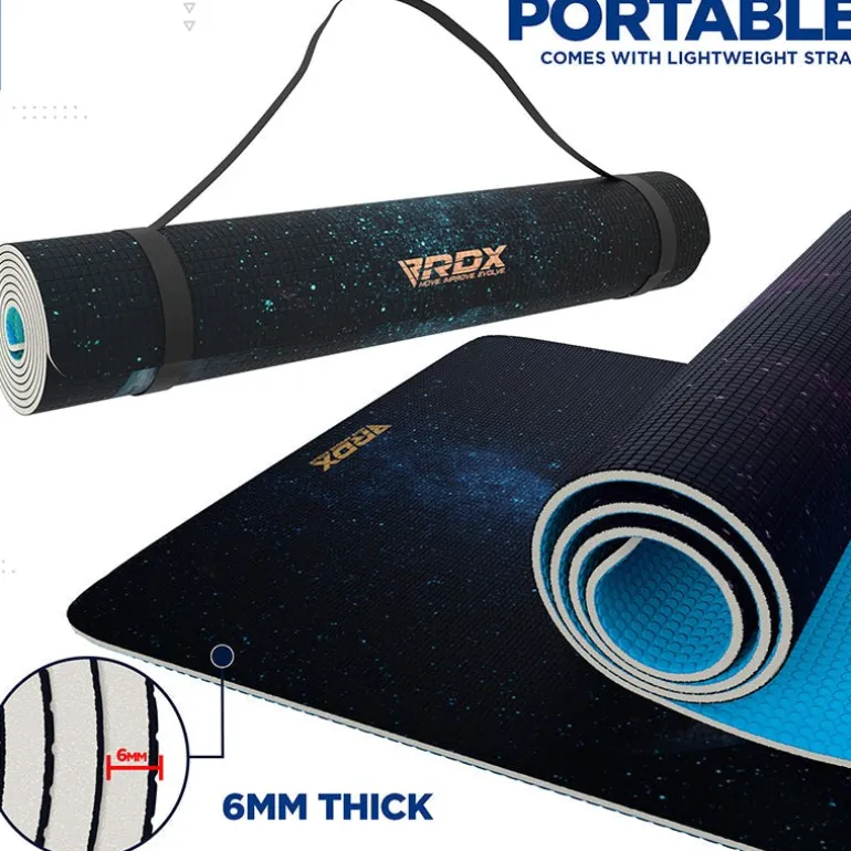 RDX D7 Iris 6mm PVC Yoga Mat Blue Dot