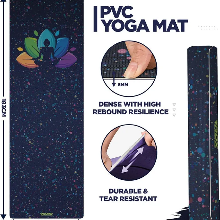 RDX D1 Iris 6mm PVC Yoga Mat Midnight Lotus