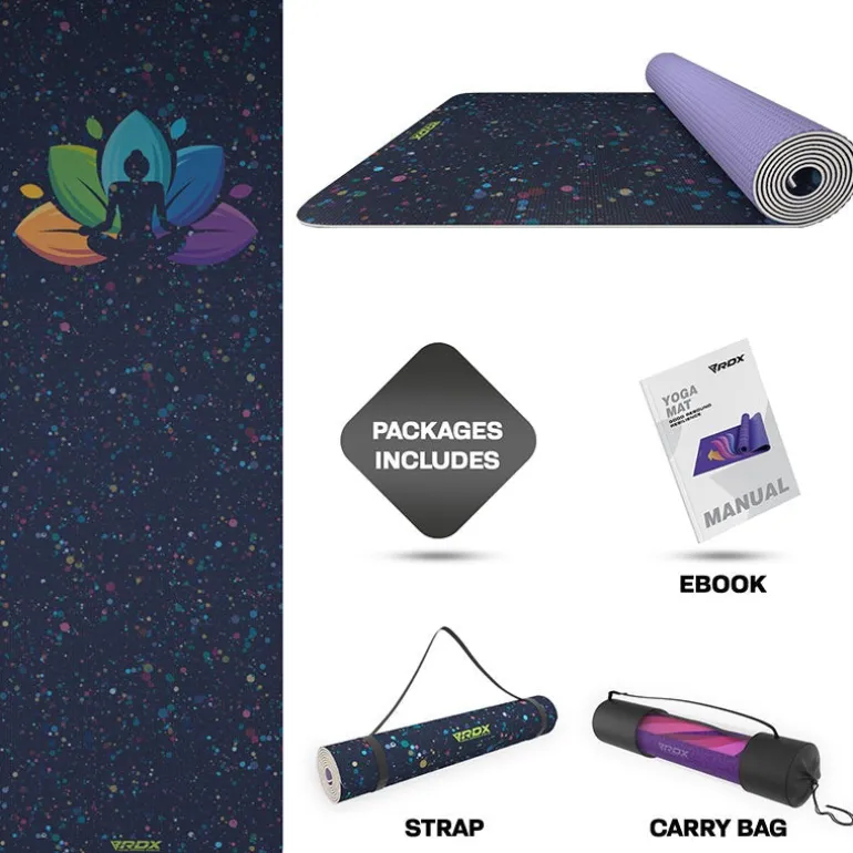 RDX D1 Iris 6mm PVC Yoga Mat Midnight Lotus