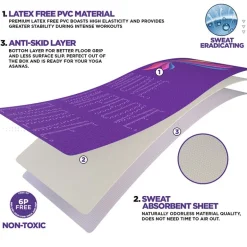 RDX D2 Iris 6mm PVC Yoga Mat Orchid Phoenix