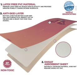RDX D3 Iris 6mm PVC Yoga Mat Pink Sundial
