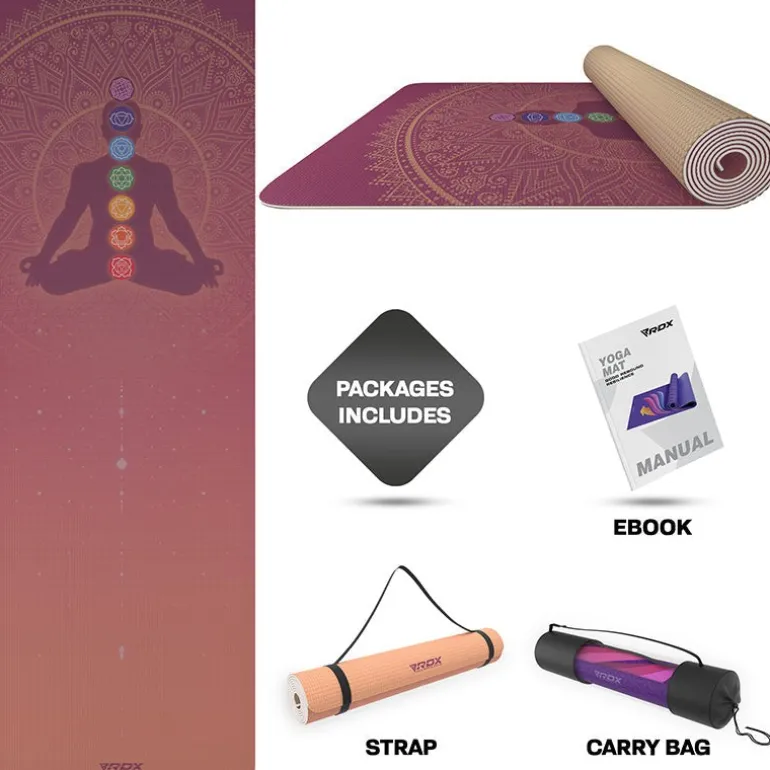 RDX D3 Iris 6mm PVC Yoga Mat Pink Sundial