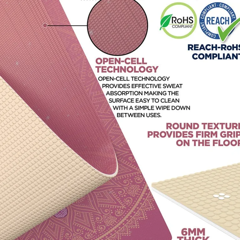 RDX D3 Iris 6mm PVC Yoga Mat Pink Sundial