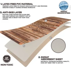 RDX D4 Iris 6mm PVC Yoga Mat Rustic Wood