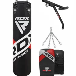 RDX F10B 4ft / 5ft 4-in-1 Punch Bag with Bag Gloves & Wall Bracket Set