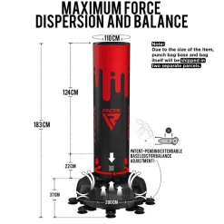 RDX F9 6ft Adults Free Standing Punch Bag With Bag Mitts For Training & Workout Set