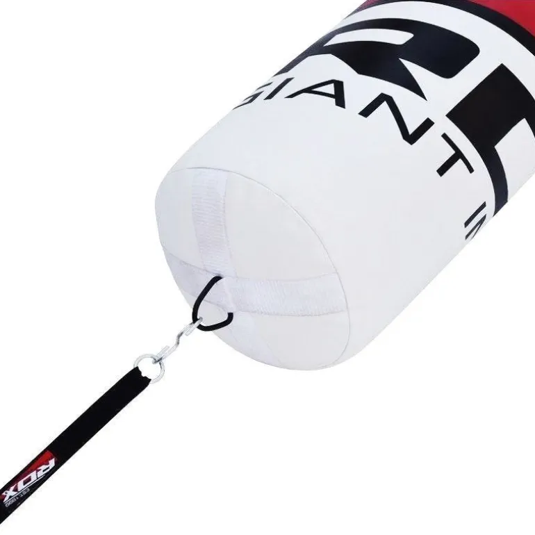RDX F7 4ft / 5ft 3-in-1 Ego White / Red Training Punch Bag with Mitts Set