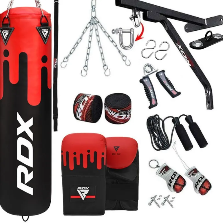 RDX F9 4ft / 5ft 14-in-1 Heavy Boxing Punch Bag & Mitts Set