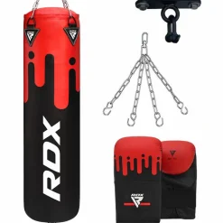 RDX F9 4ft / 5ft 4-in-1 Punch Bag with Gloves & Ceiling Hook Set