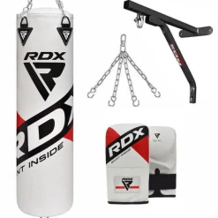 RDX F10 4ft / 5ft 4-in-1 Punch Bag with gloves & wall Bracket Set