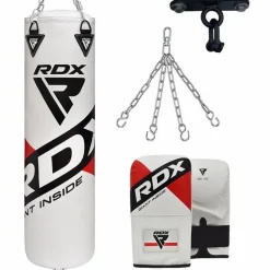 RDX F10 4ft / 5ft 4-in-1 Punch Bag with Mitts and Ceiling Hook Set
