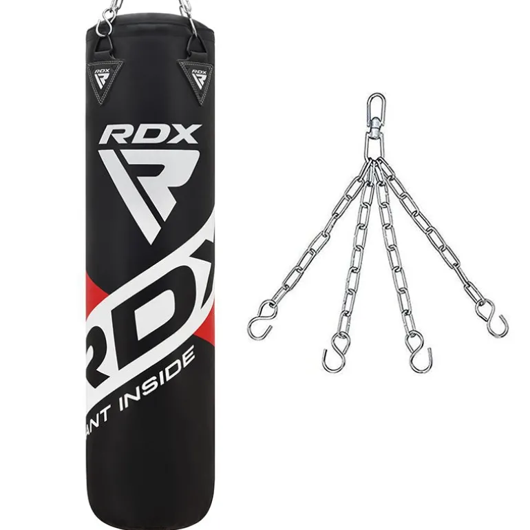 RDX F10 4ft / 5ft 2-in-1 Training Punch Bag Black Set