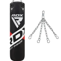 RDX F10 4ft / 5ft 2-in-1 Training Punch Bag Black Set