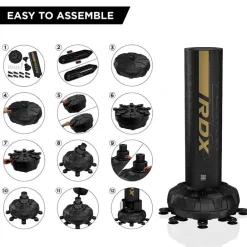 RDX F6 6ft Kara Golden & Black Free Standing Punch Bag With Mitts Set