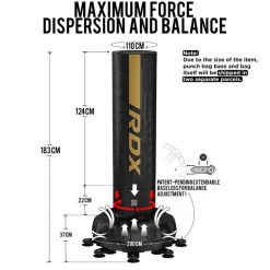 RDX F6 6ft Kara Golden & Black Free Standing Punch Bag With Mitts Set