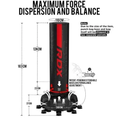 RDX F6 6ft Kara Red & Black Free-Standing Punch Bag With Mitts Set
