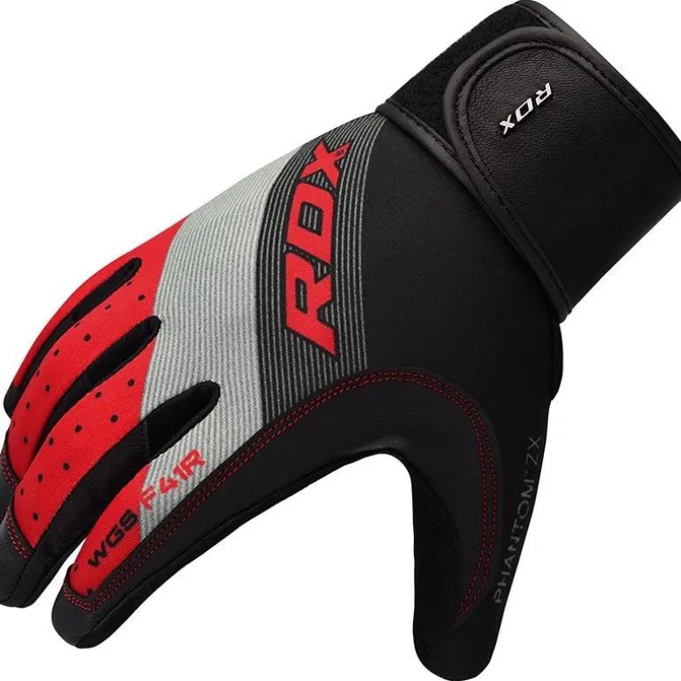 RDX F41 Full Finger Long Wrist Support Strap Heavy Weight Lifting Gym Gloves
