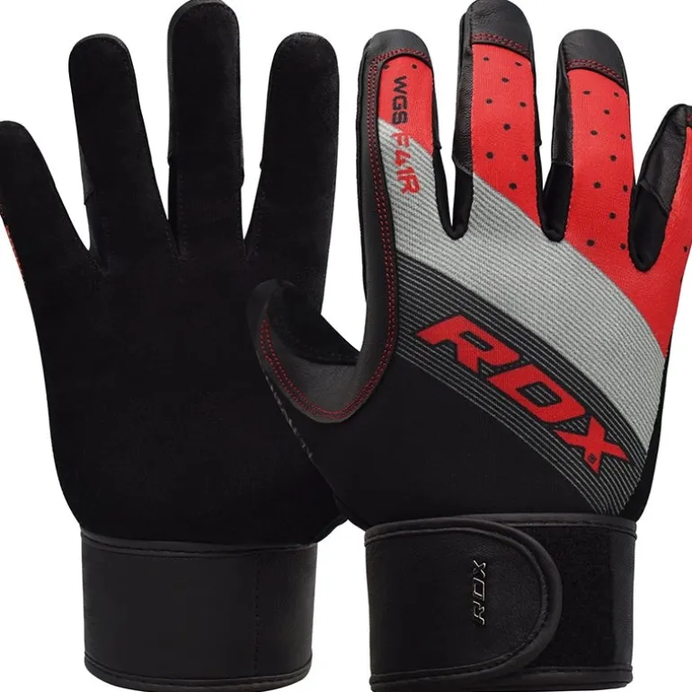 RDX F41 Full Finger Long Wrist Support Strap Heavy Weight Lifting Gym Gloves