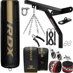 RDX F6 KARA 4ft / 5ft 17-in-1 Punch Bag with Bag Gloves Set
