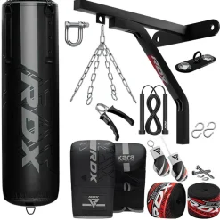 RDX F6 KARA 4ft / 5ft 17-in-1 Punch Bag with Bag Gloves Set