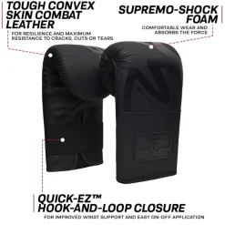RDX F15 Noir Bag Gloves 4oz Black