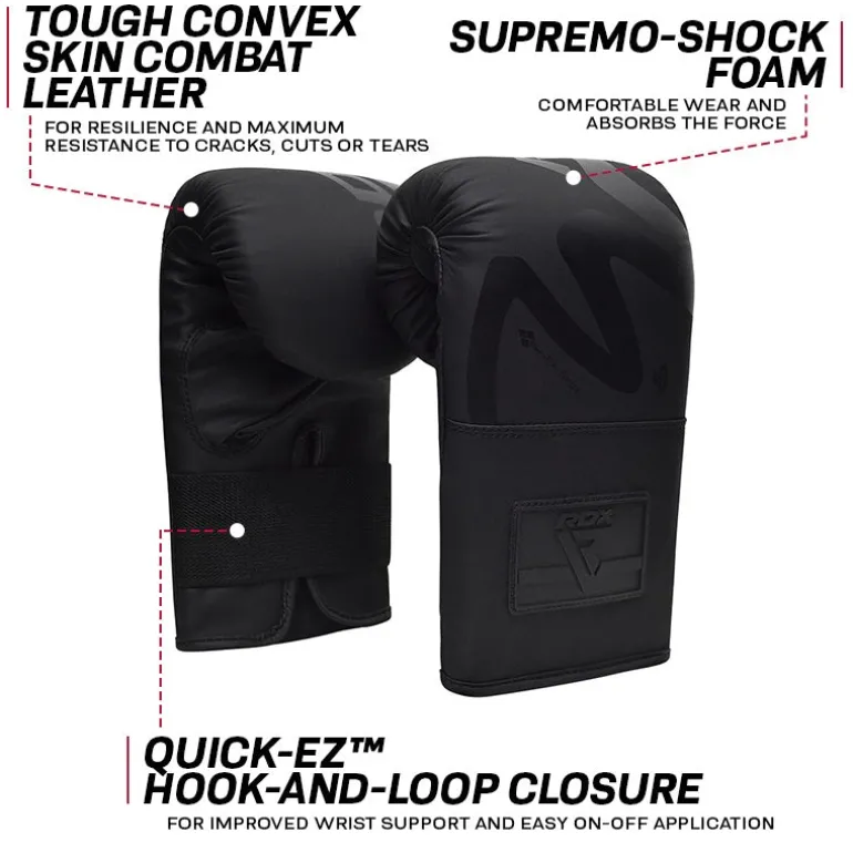 RDX F15 Noir Bag Gloves 4oz Black