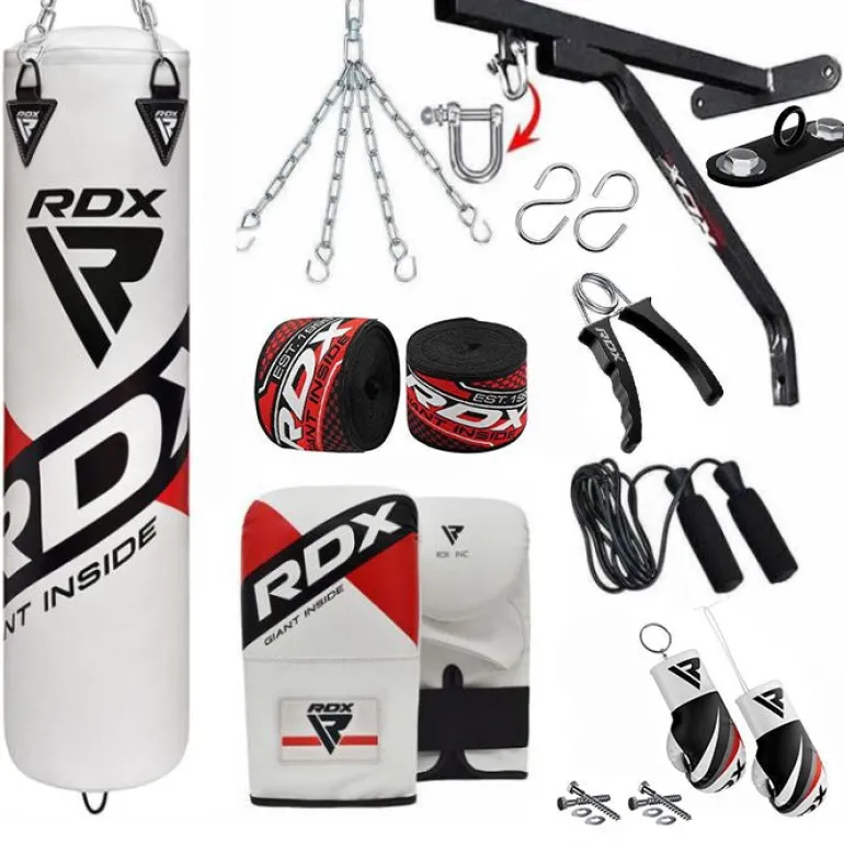 RDX F10 14PC 4ft/5ft Punch Bag with Bag Mitts Home Gym Set